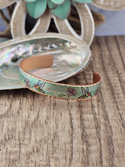 BR - Hummingbird - Beautiful adjustable COPPER cuff bracelet.