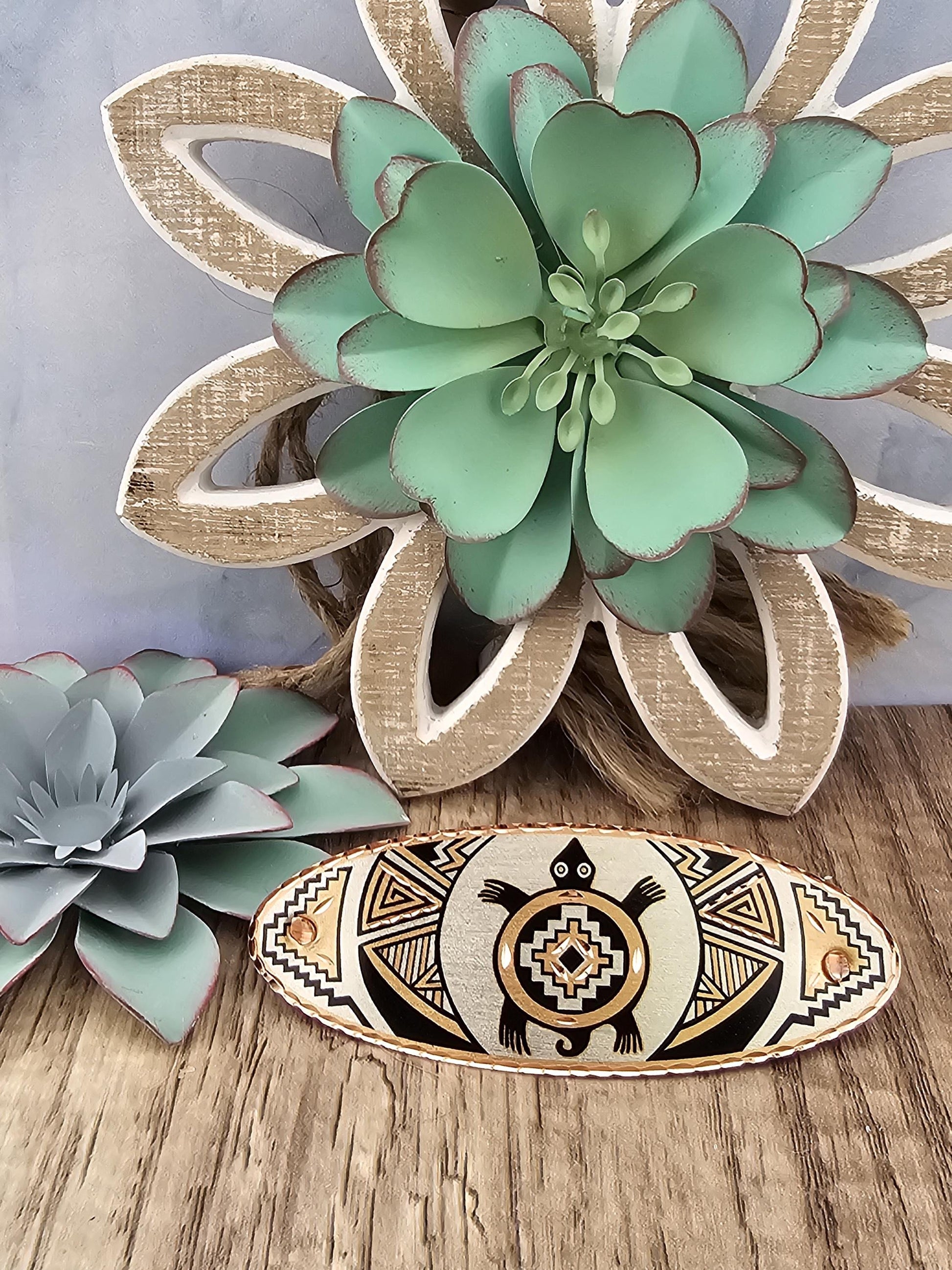 Native inspired SW Colorful Turtle Hair Clip - Beautiful COPPER Hair Barrette / Clip