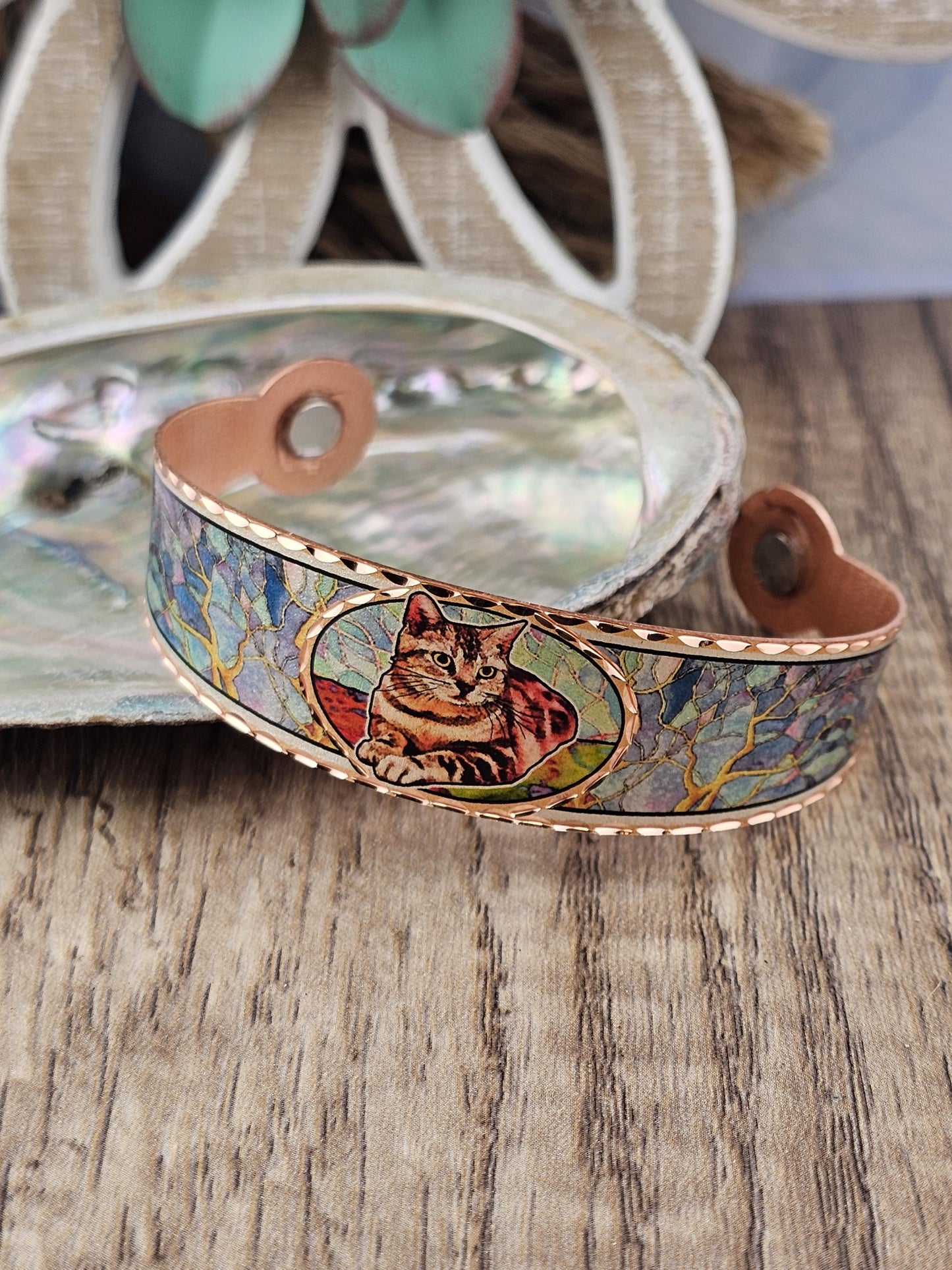 BR - Magnetic Copper Cat Bracelet - Beautiful adjustable COPPER cuff bracelet.