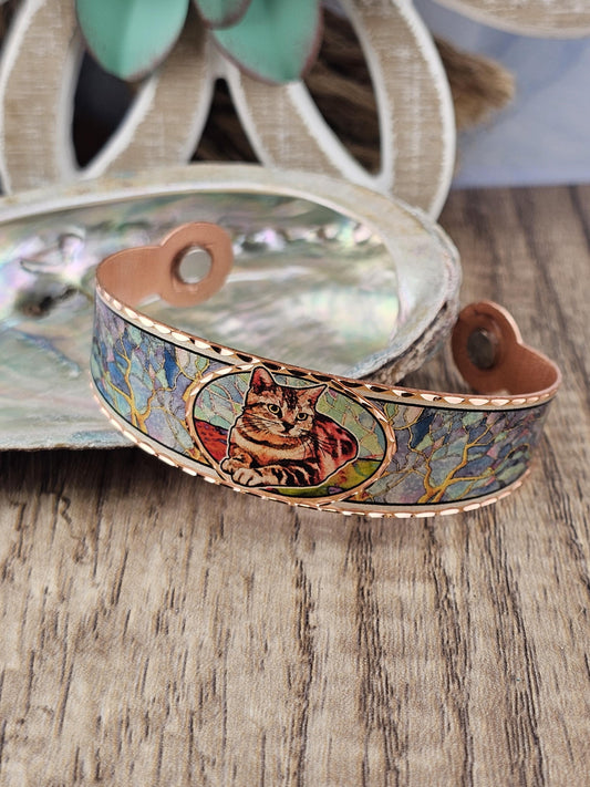 BR - Magnetic Copper Cat Bracelet - Beautiful adjustable COPPER cuff bracelet.