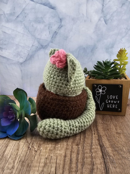 Handcrafted crocheted Cactus Cat named Princess Cacti