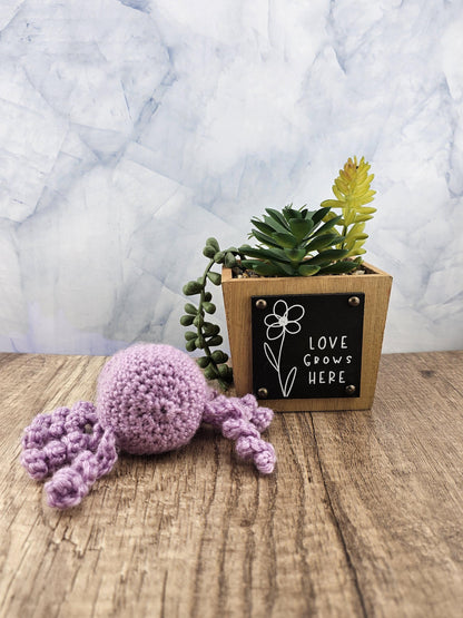 Handcrafted crocheted purple Spider buddy named Lilac