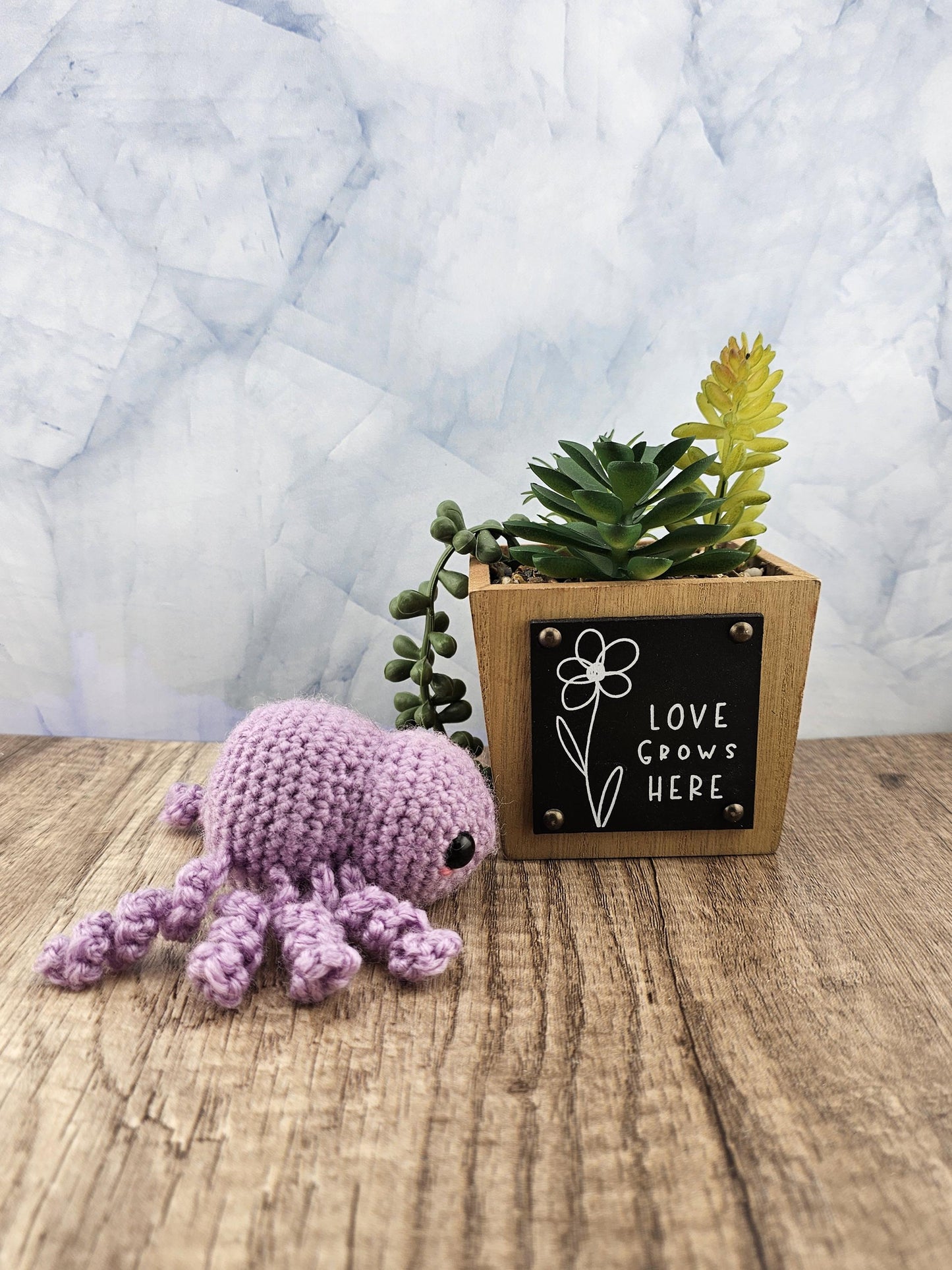 Handcrafted crocheted purple Spider buddy named Lilac