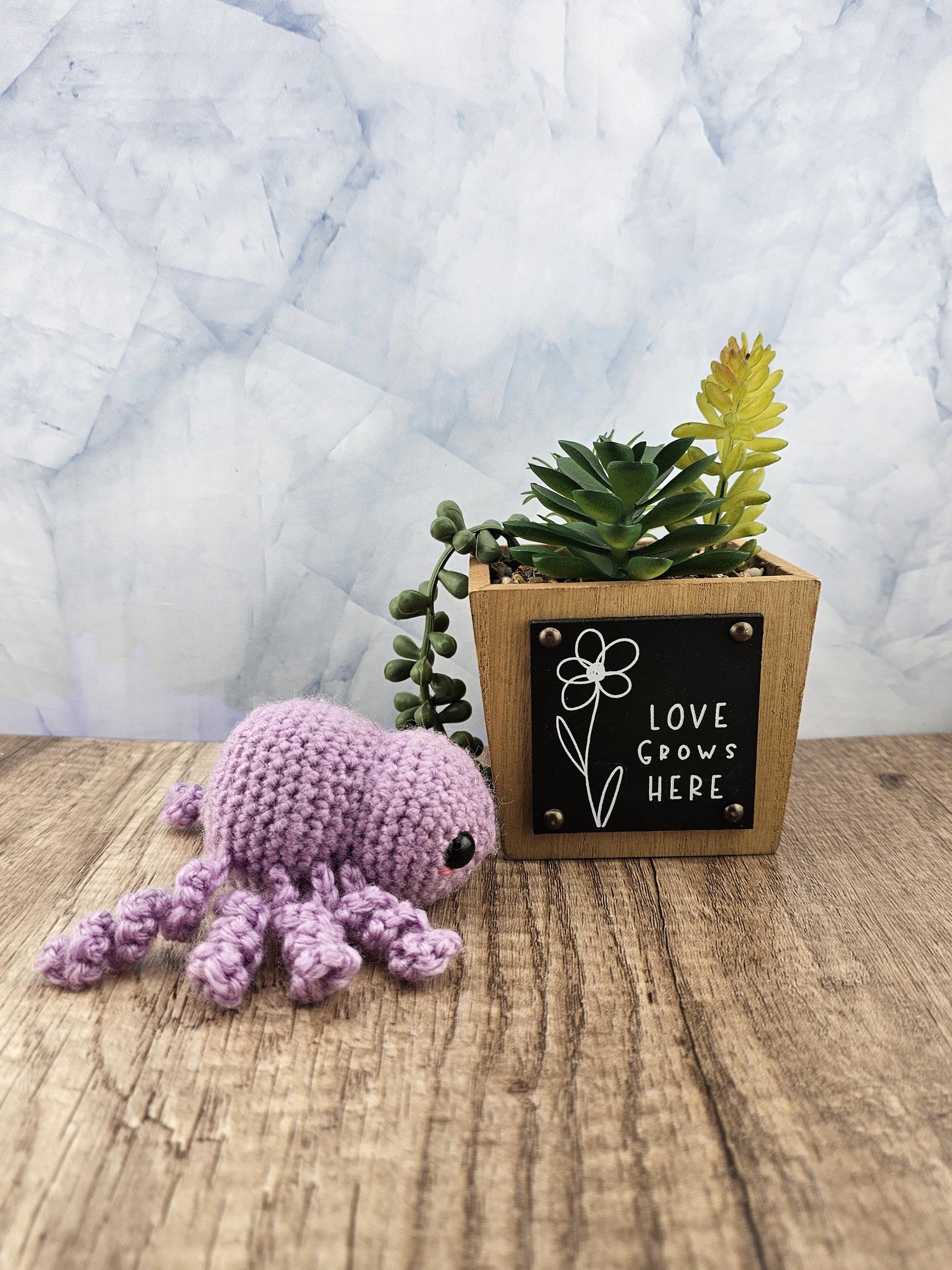 Handcrafted crocheted purple Spider buddy named Lilac