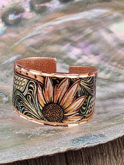 R - Sunflower Ring - Beautiful adjustable COPPER ring.