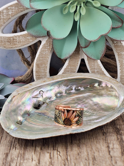 R - Sunflower Ring - Beautiful adjustable COPPER ring.