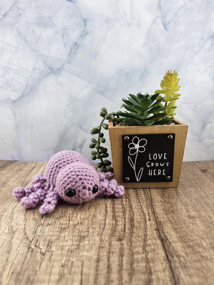 Handcrafted crocheted purple Spider buddy named Lilac