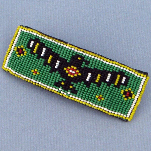 Green Black Eagle Beaded Hair Barrette French Clip Seed Beaded