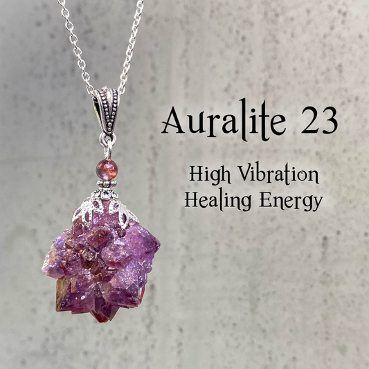 Auralite 23 Pendant, Cluster Healing Energy Necklace, Rare