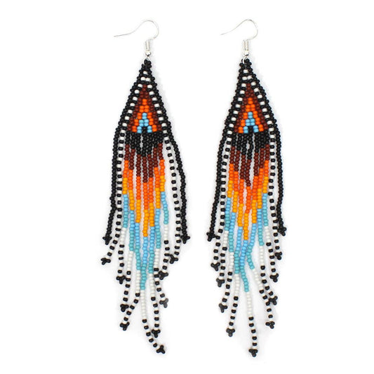 BEADS CORNER - Handmade Beaded Native Style Sun Multi-Color Hook Earrings