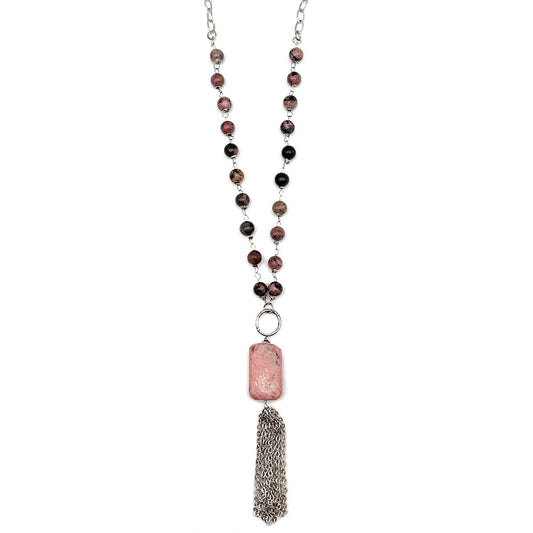 Banjara Semi-Precious Stone Necklace - Rhodonite & Pink Opal