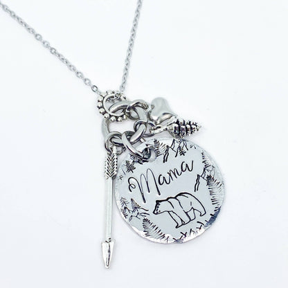 Mama Bear Hand-stamped Necklace