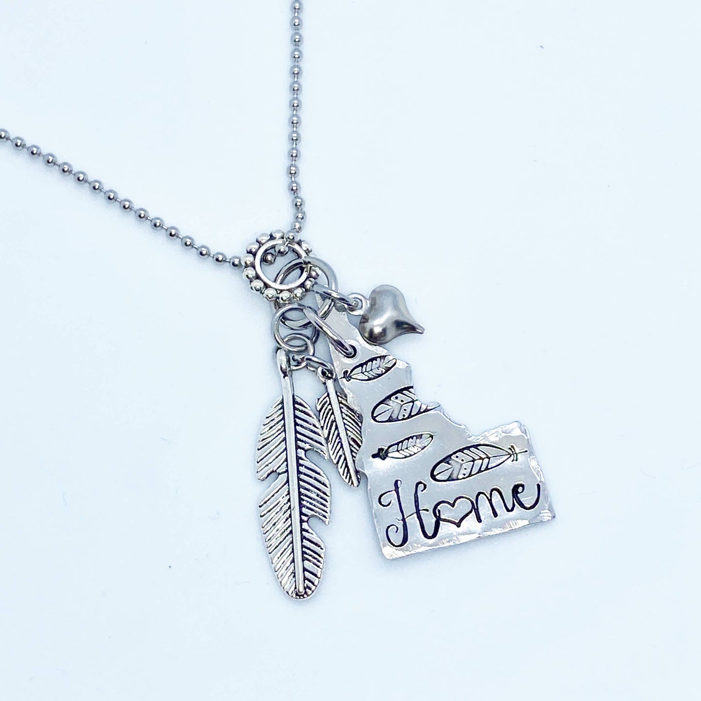 Idaho Feather Hand-stamped Necklace