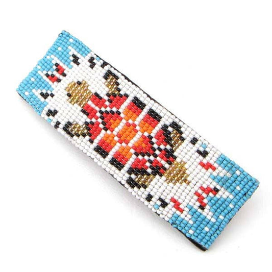 Beaded Barrette French Clip Turtle Design Rectangular