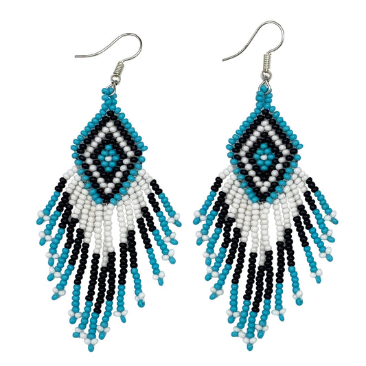 New Handmade Black Turquoise Blue Beaded Earrings