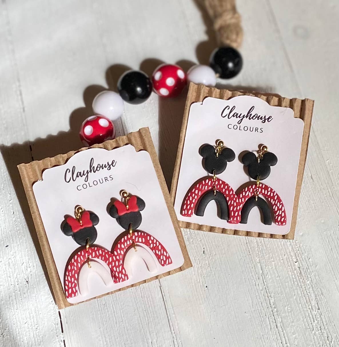 Mouse Small Rainbow Clay Earrings