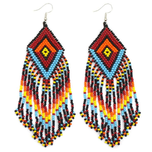 Native Style Multi-Color Beaded Handmade Long Fashion Hook E