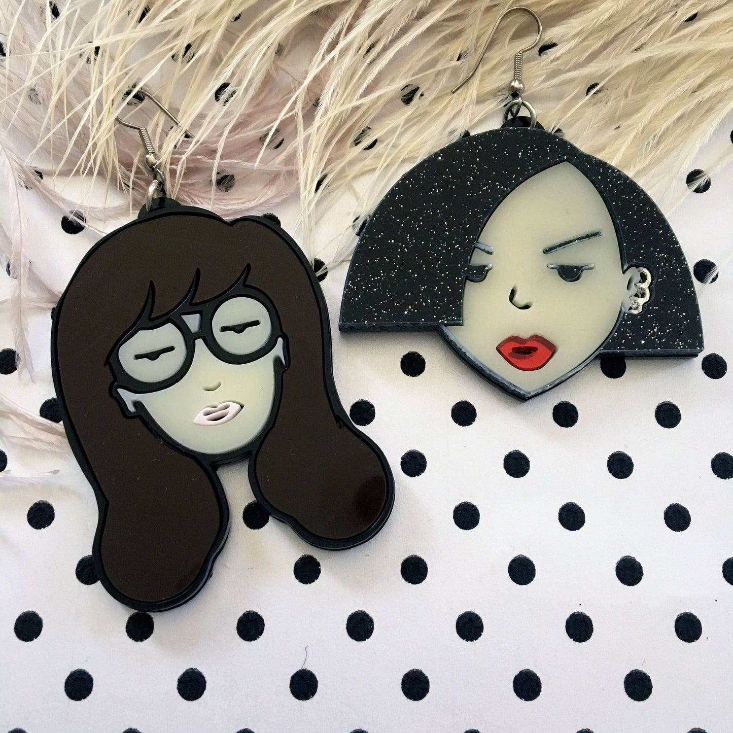 Daria And Jane Cartoon Laser Cut Acrylic Earrings, Laser Cut Acrylic, Plastic Jewelry