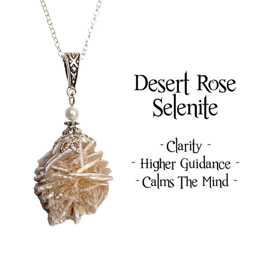 Desert Rose Selenite Necklace, Spirit Guardian, Protection