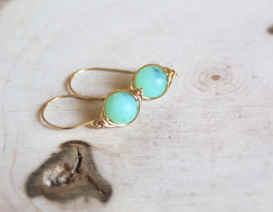 Chrysoprase Earrings, 14k Gold Filled or Sterling Silver