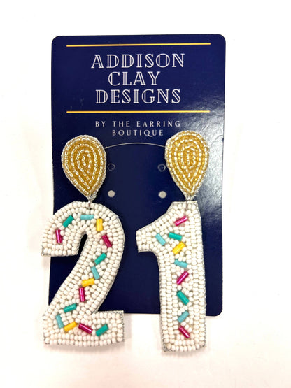 Age 21 Birthday Beaded Earrings