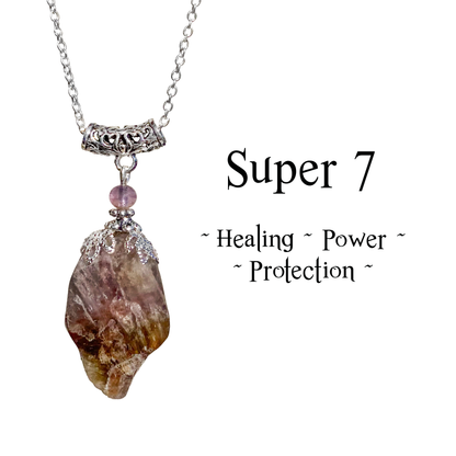 Super 7 Pendant,  FreeForm Tumbled Necklace, High