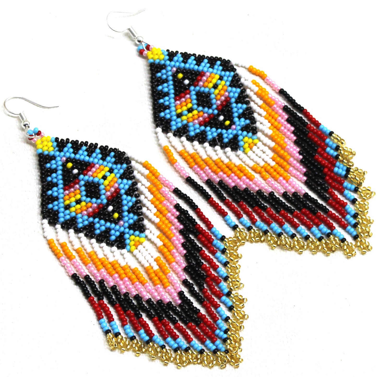 Multicolored Handmade Beaded Chandelier Earrings