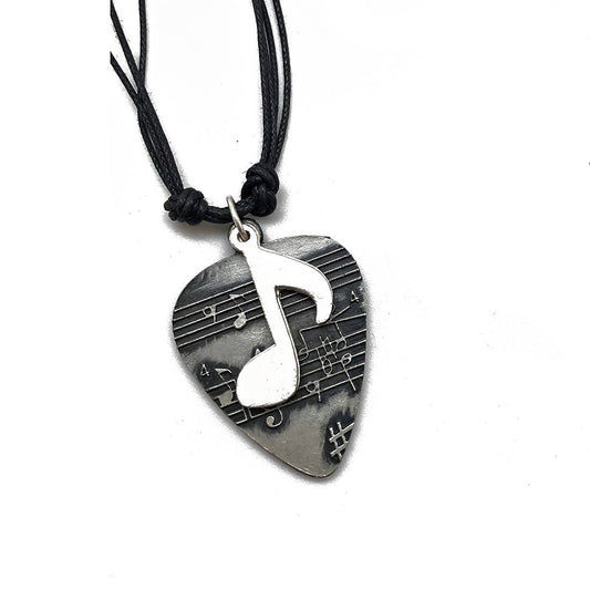 Pewter Necklace - Music Note Pick