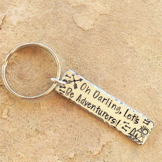 Let's Be Adventurers! Hand-stamped Simple Tag Keychain