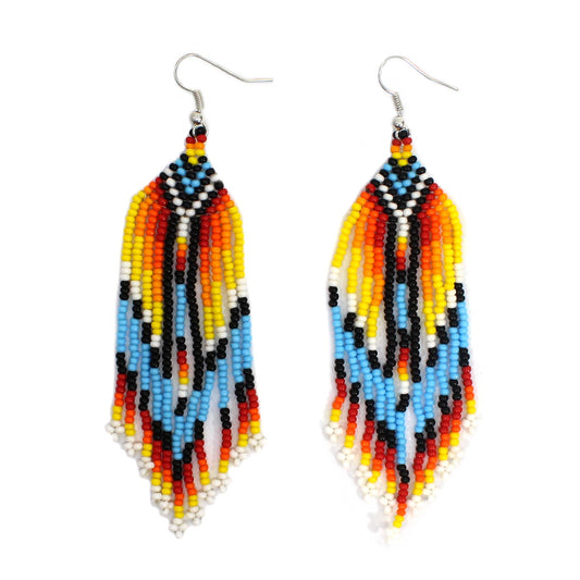 BEADS CORNER - Handmade Beaded Native Style Multi-Color Hook Earrings