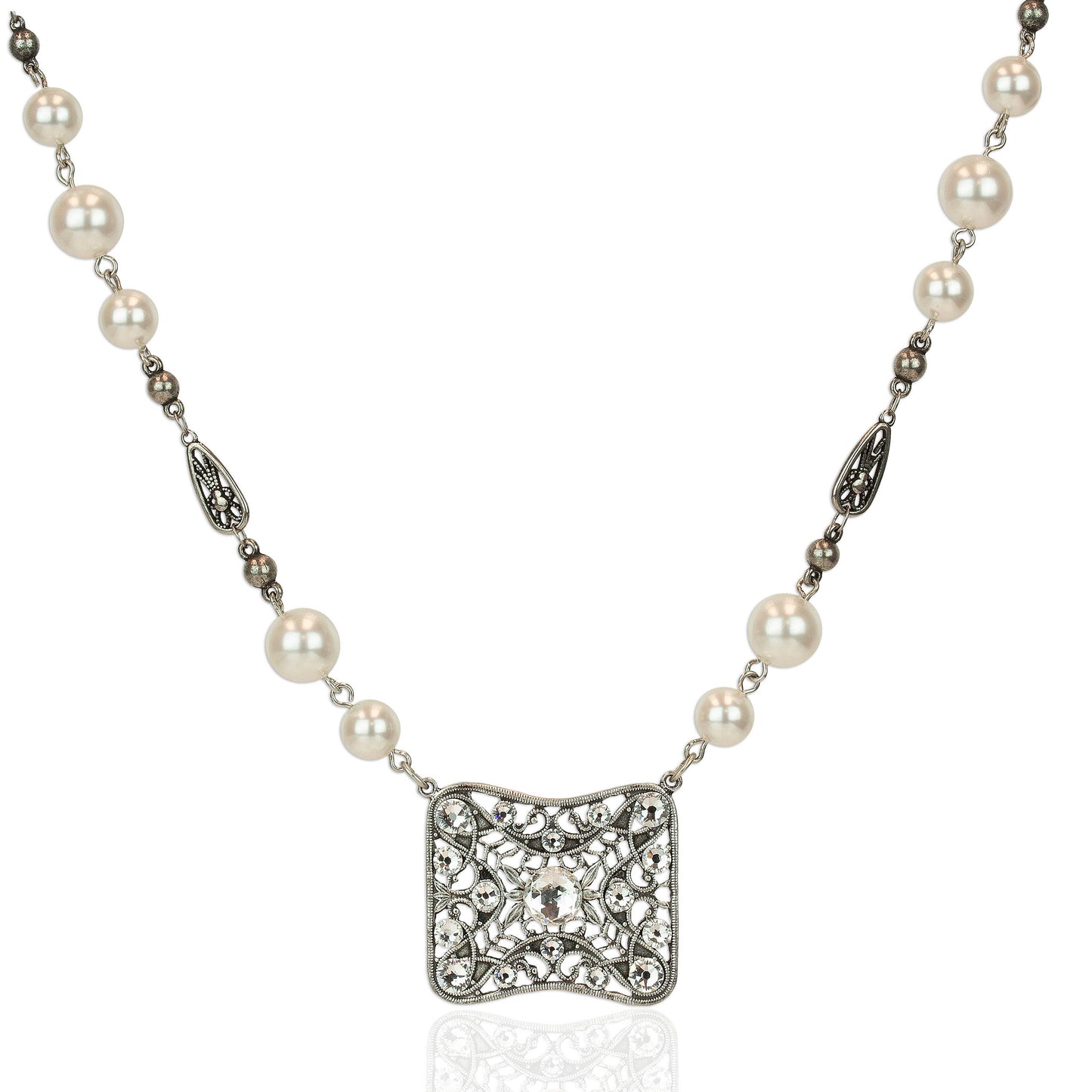 Classic Luminous Crystal & Glass Pearl Necklace