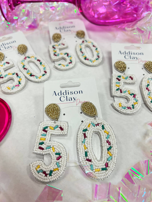 50 Birthday Beaded Earrings