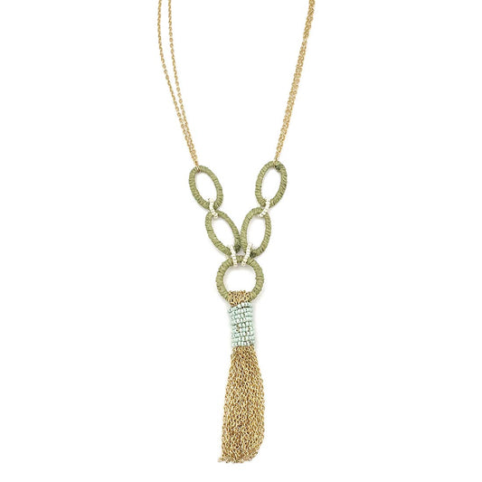 Sachi Calming Sage Collection Necklace - Rings, Chain Tassel