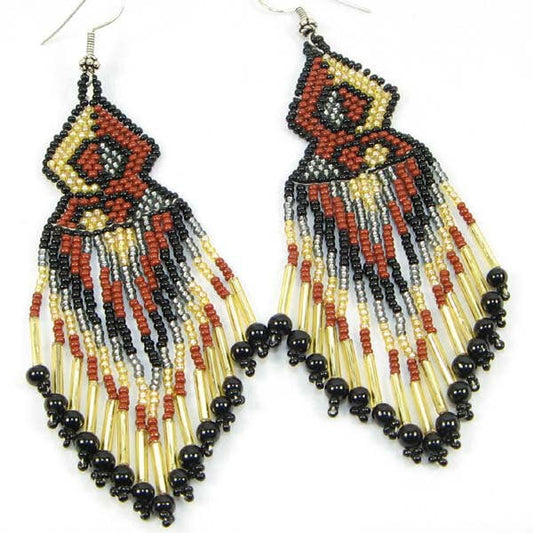 Handmade Beaded Brown Seed Bead Earrings