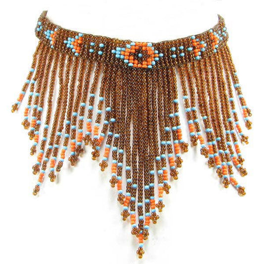 Handmade Beaded Brown Seed Bead Choker Necklace