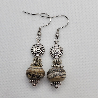 Comet Artisan Glass Earrings, Lampwork Glass Bead by Grace Lampwork Beads, Surgical Steel Earring Wire