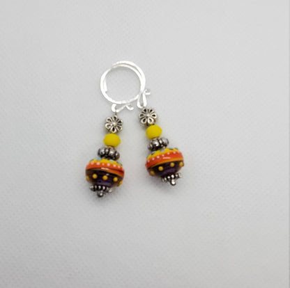 Autumn Dream Artisan Glass Earrings, Lampwork Glass Bead by Grace Lampwork Beads, Silver Filled Earring Wire