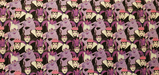 Disney Diabolical Villains Fabric by the half yard. 100% Cotton. URSULA, MALEFICENT, evil QUEEN