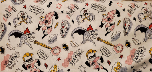 Disney Pixar Coloring Sketchy INCREDIBLES Fabric by the half yard. 100% Cotton.