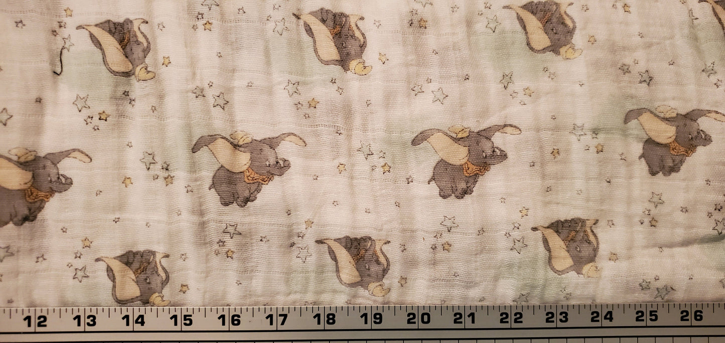 Disney Dumbo Swaddling Fabric by the half yard. 100% Cotton.