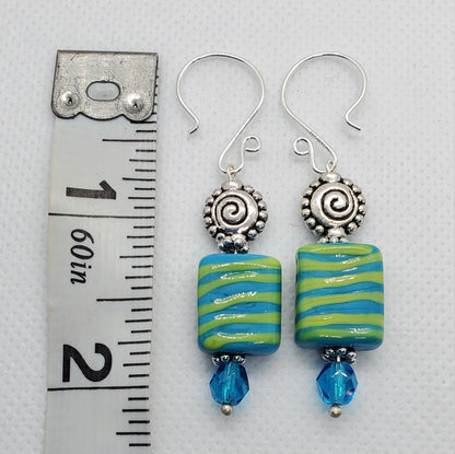 Calypso Dreams Artisan Glass Earrings, Lampwork Glass Bead by Grace Lampwork Beads, Silver Filled Earring Wire