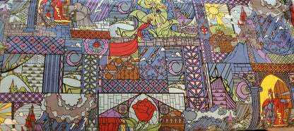 Princess Belle/Beauty and the Beast stained glass Disney Fabric by the half yard. Cotton/Spandex mix.