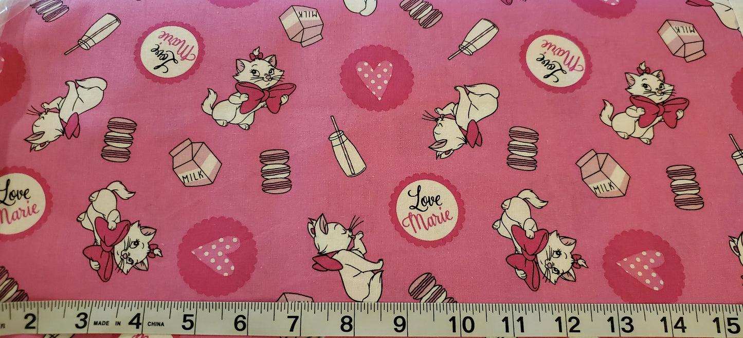 MARIE/ARISTOCATS Disney Fabric by the half yard. 100% Cotton.