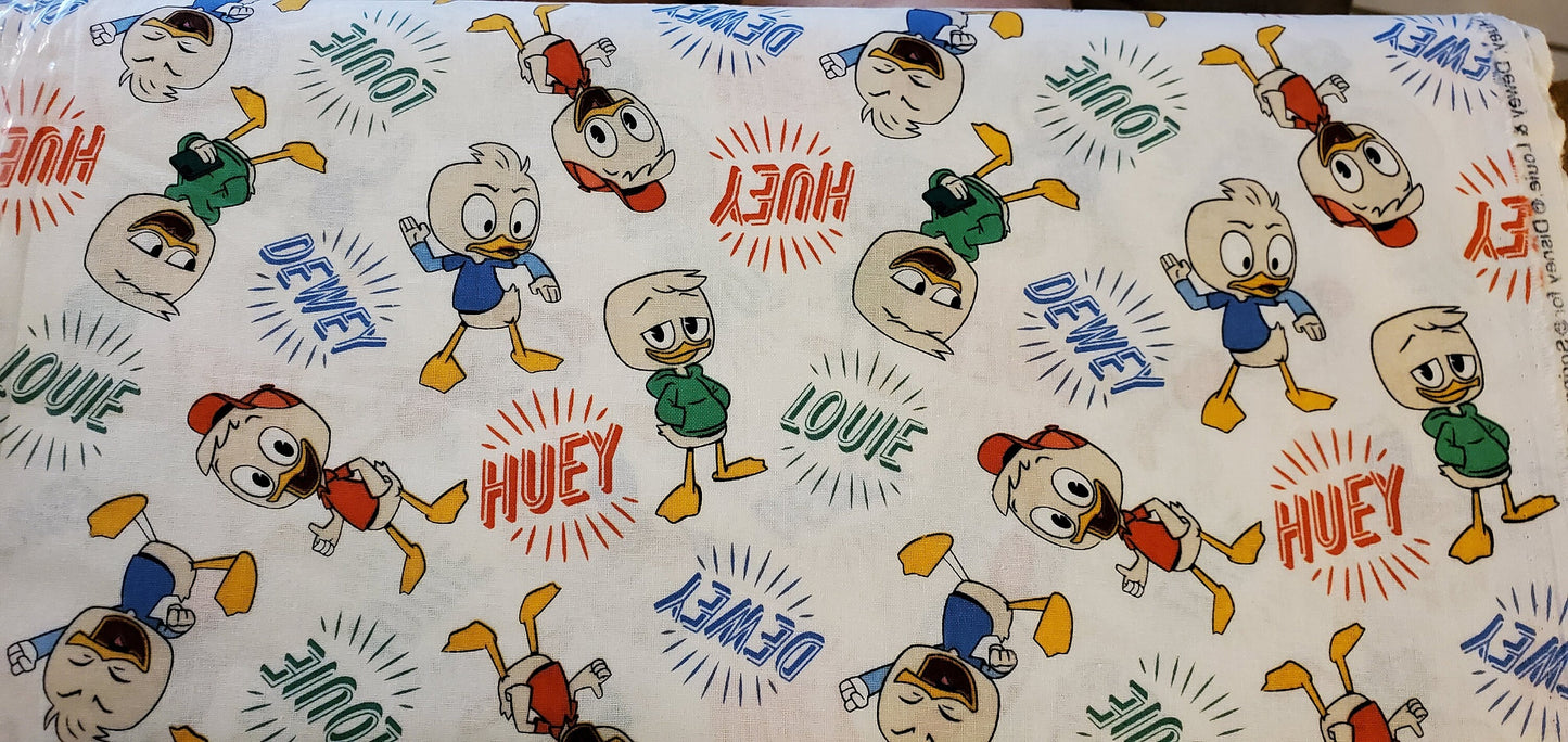 HUEY DEWEY and LOUIE Disney Fabric by the half yard. 100% Cotton.