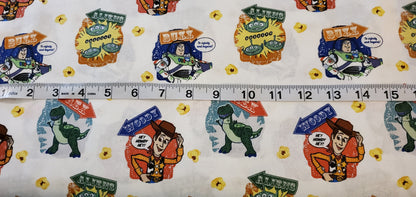 Toy Story 4 Disney Fabric by the half yard. 100% Cotton. WOODY BUZZ REX