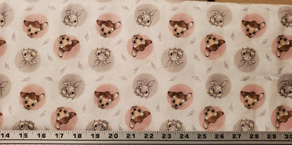 Bambi and Thumper Badges Disney Fabric by the half yard. 100% Cotton.