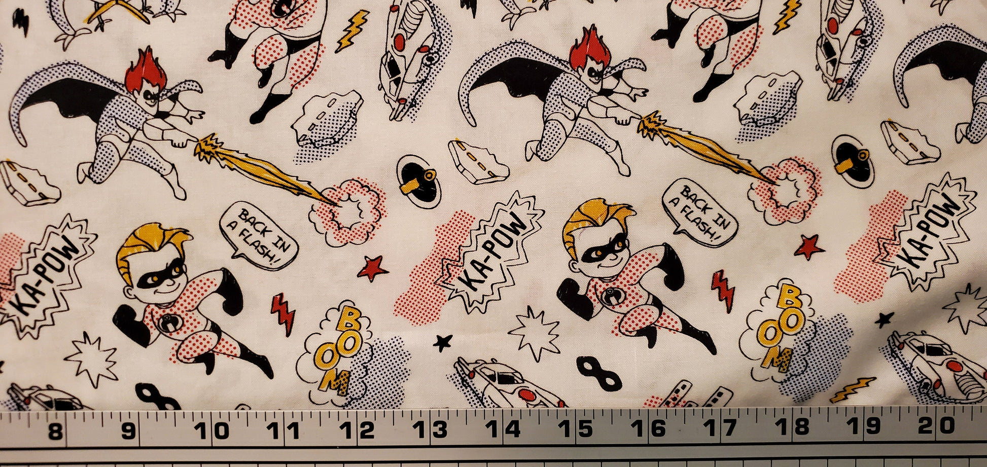 Disney Pixar Coloring Sketchy INCREDIBLES Fabric by the half yard. 100% Cotton.