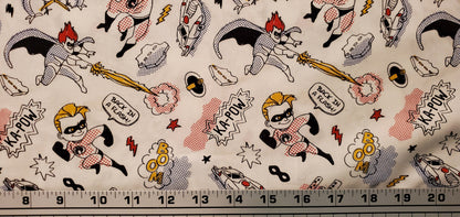 Disney Pixar Coloring Sketchy INCREDIBLES Fabric by the half yard. 100% Cotton.