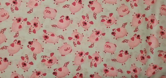 Silly Pigs fabric by the half yard. 100% Cotton.