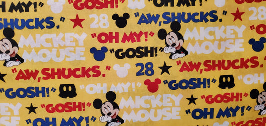 Disney MICKEY MOUSE Aww Shucks Fabric by the half yard. 100% Cotton.